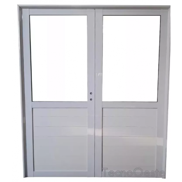Puerta Doble Aluminio 1/2 Vidrio Entero 160x200